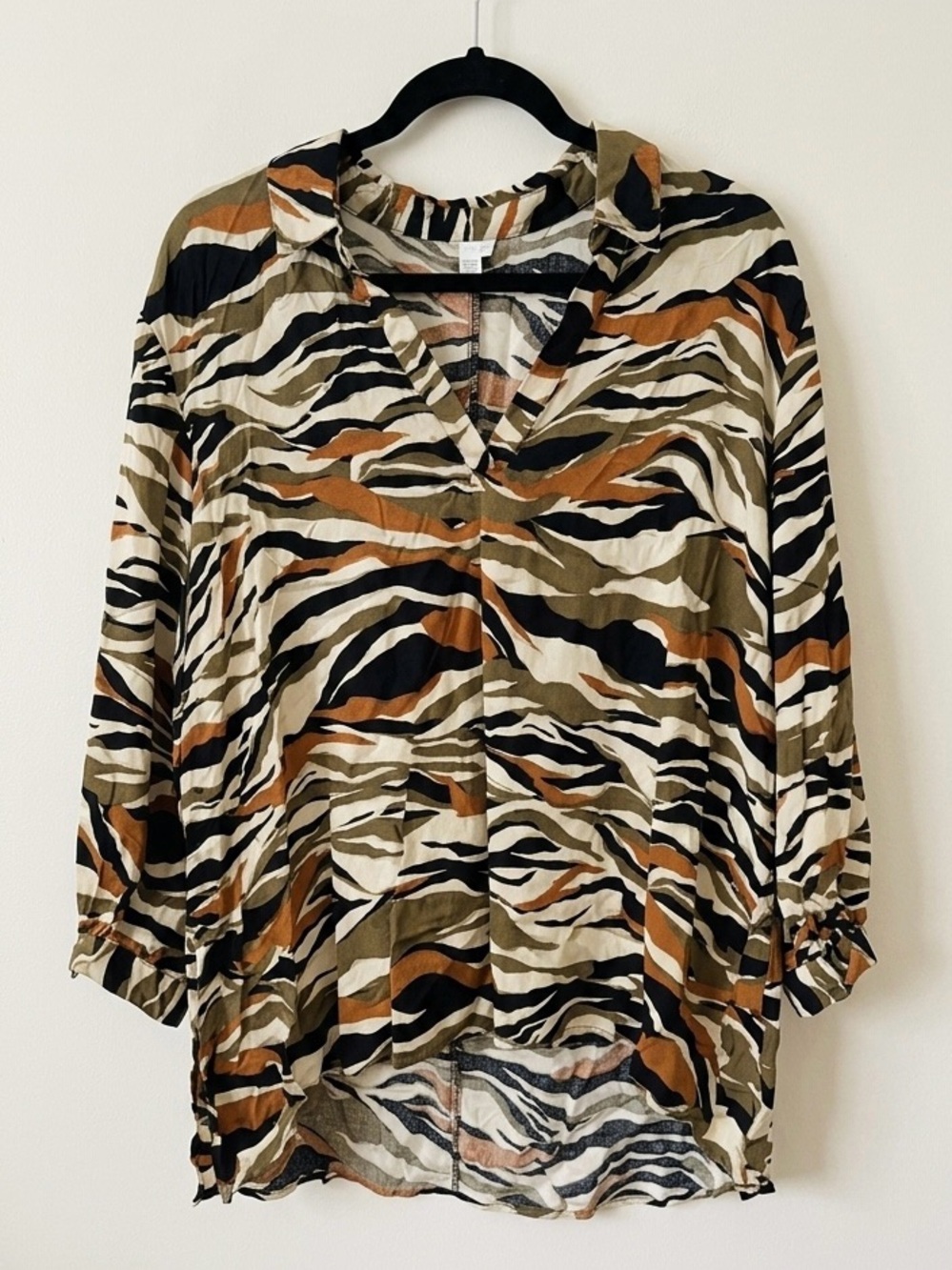 Cato Zebra Print Blouse - Orange, Black, Cream